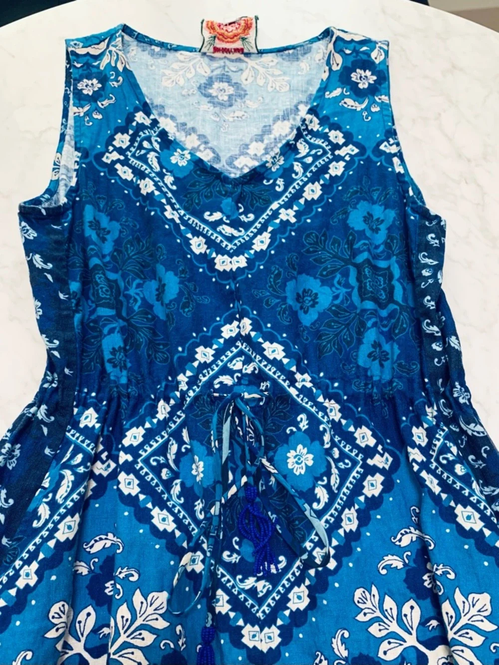 Johnny Was Drawstring Linen Tank Dress Midi Size S - Picture 7 of 11